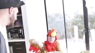 Thanksgiving cosplay orgy ends in messy facials