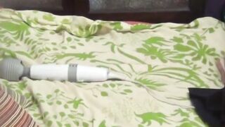Schoolgirl uses dirty vibrator to buzz wet twat hole