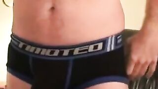 Handsome mature amateur jerks off with cock ring on