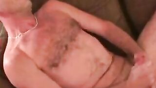 Handsome mature amateur jerks off with cock ring on