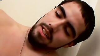 Hairy thug jerks off after teasing and smoking then cums