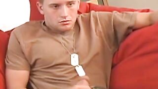 MilitaryHunk.com - Young military recruit jerks off his big erect cock with a firm gr