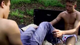 Ryan Connors shares outdoor foot loving fuck with his friend