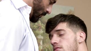 Adam Russo jerks off while getting plowed from behind