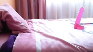 Camgirl Rides and Blows Dildo for Webcam Fans