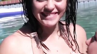 Keisha Grey and friends achieve poolside orgasm