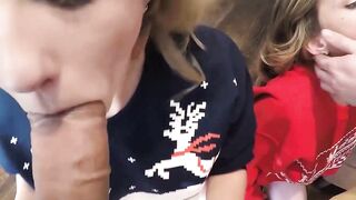 Blonde teens Sydney Cole and Moriah Tyler enjoy cum cocktail