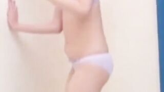 Stunning model struggles to hold her bladder and pees