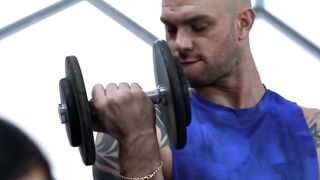 Showing my big tits to my fellow gym instructor