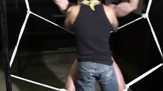 MuscleJockBound.com - Draven Torres zaps Matt Stevens' abs and throat fucks him