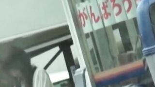 Downpour fails to halt this Asian babe probing vag outdoors