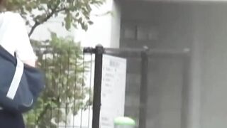 Skirted woman cleans her slit post accidental urine leak
