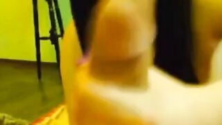 Big Tits Brunette Pleases Her Man on Webcam