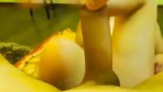 Big Tits Brunette Pleases Her Man on Webcam