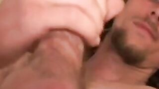 Skinny amateur jerks his small hard cock and blows load