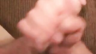 Skinny amateur jerks his small hard cock and blows load