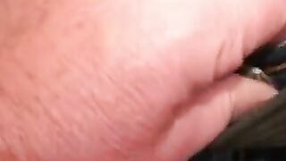 Skinny mature man gets handjob while stroking his cock