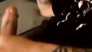 Pierced straight thug talks dirty while working his dick