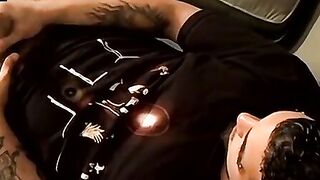 Pierced straight thug talks dirty while working his dick