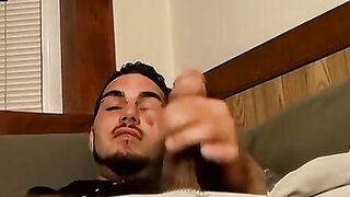 Pierced straight thug talks dirty while working his dick