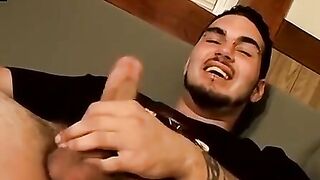 Pierced straight thug talks dirty while working his dick