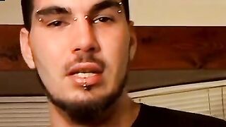 Pierced straight thug talks dirty while working his dick
