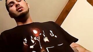 Pierced straight thug talks dirty while working his dick