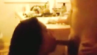 Indonesian Maid Blowjob in the Kitchen