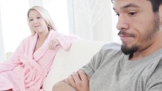 Adorable stepmom bangs son at daughter's request