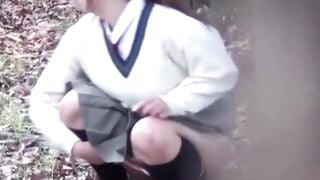Japanese schoolgirl caught peeing in public by voyeur