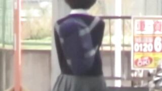 Japanese schoolgirl caught peeing in public by voyeur
