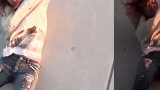 Restrained Asian babes peeing down pant legs