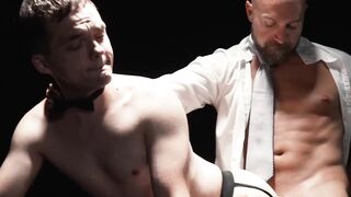 Marcus Rivers moans loudly while Adam Snow creampie his hole