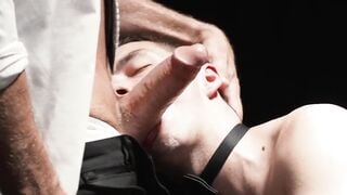 Marcus Rivers moans loudly while Adam Snow creampie his hole