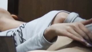 Watch Asian hotties caress hairy wet cunts in solo
