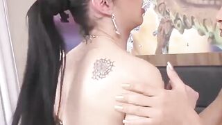 Two Brazilian trans babes fuck hard in a steamy bedroom