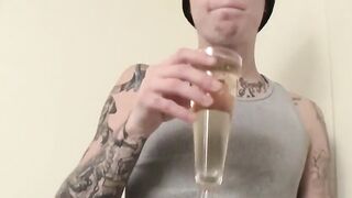 Str8Thugs.com - Inked straight thug Blinx cums in a glass while jerking off with exci