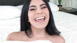 Small tits Angel Gostosa rubbing her creamed pussy after taboo sex
