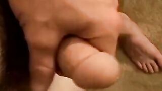 Inked straight thug jerks off wildly standing up strong