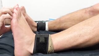 Drew Harper bound and tickled by a dominant hairy stud
