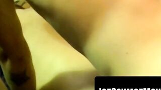 Chubby black throat takes white cock to the base