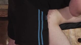 Mature dom dominates eager bound twink in a BDSM scene