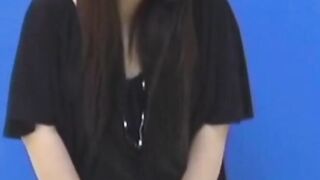 Brunette Japanese teen peeing pants after losing control