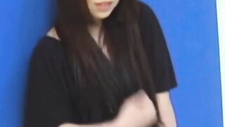 Brunette Japanese teen peeing pants after losing control