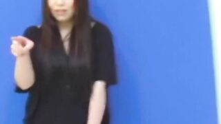 Brunette Japanese teen peeing pants after losing control