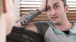 Slim horny slut fucks stepbrother in wild creampie