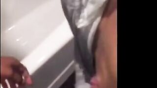 Black Girl's Cheating Blowjob in Bathroom