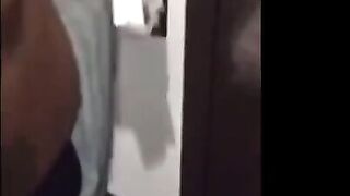 Black Girl's Cheating Blowjob in Bathroom