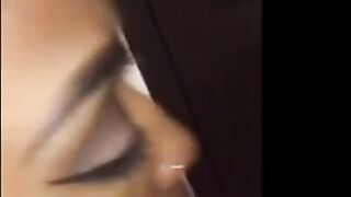 Black Girl's Cheating Blowjob in Bathroom