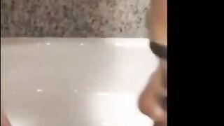 Black Girl's Cheating Blowjob in Bathroom